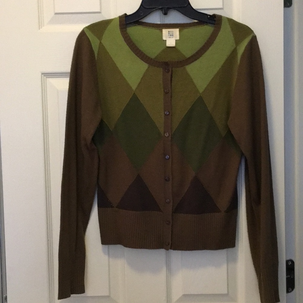 Kohls green plaid cardigan